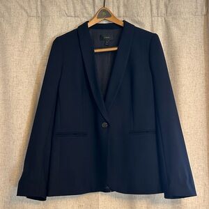 J. Crew wool navy blue blazer with polka dot lining